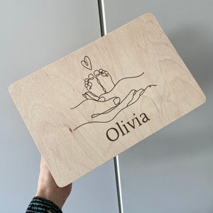 SHOWMODEL OLIVIA - Memorybox S met naam Olivia en lijntekening (30x20x13 cm)