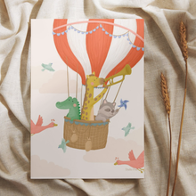 Afbeelding in Gallery-weergave laden, Kaart - Luchtballon met dieren (A6 formaat)