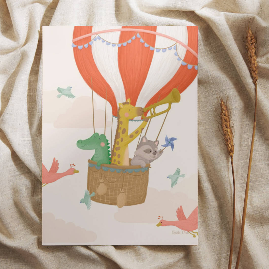 Kaart - Luchtballon met dieren (A6 formaat)