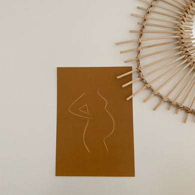 Kaart - Zwanger Lijntekening Terra (A6 formaat)
