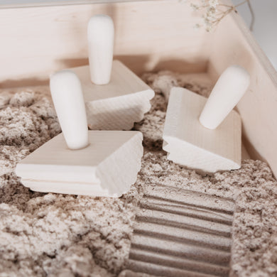 Houten Rolstempels kinetisch zand en klei - Sensorisch spelen
