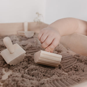 Houten Rolstempels kinetisch zand en klei - Sensorisch spelen