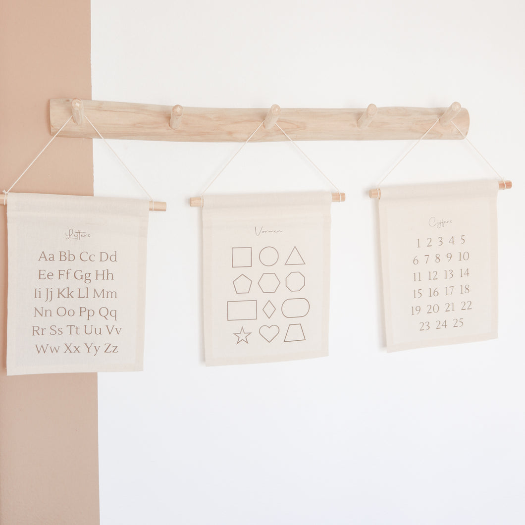 Textielposters - Set van 3 - Educatieve posters voor kinderkamer